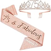 Rose Gold Birthday Tiara and Sash for Women, Fabulous 75th Birthday Party Favor