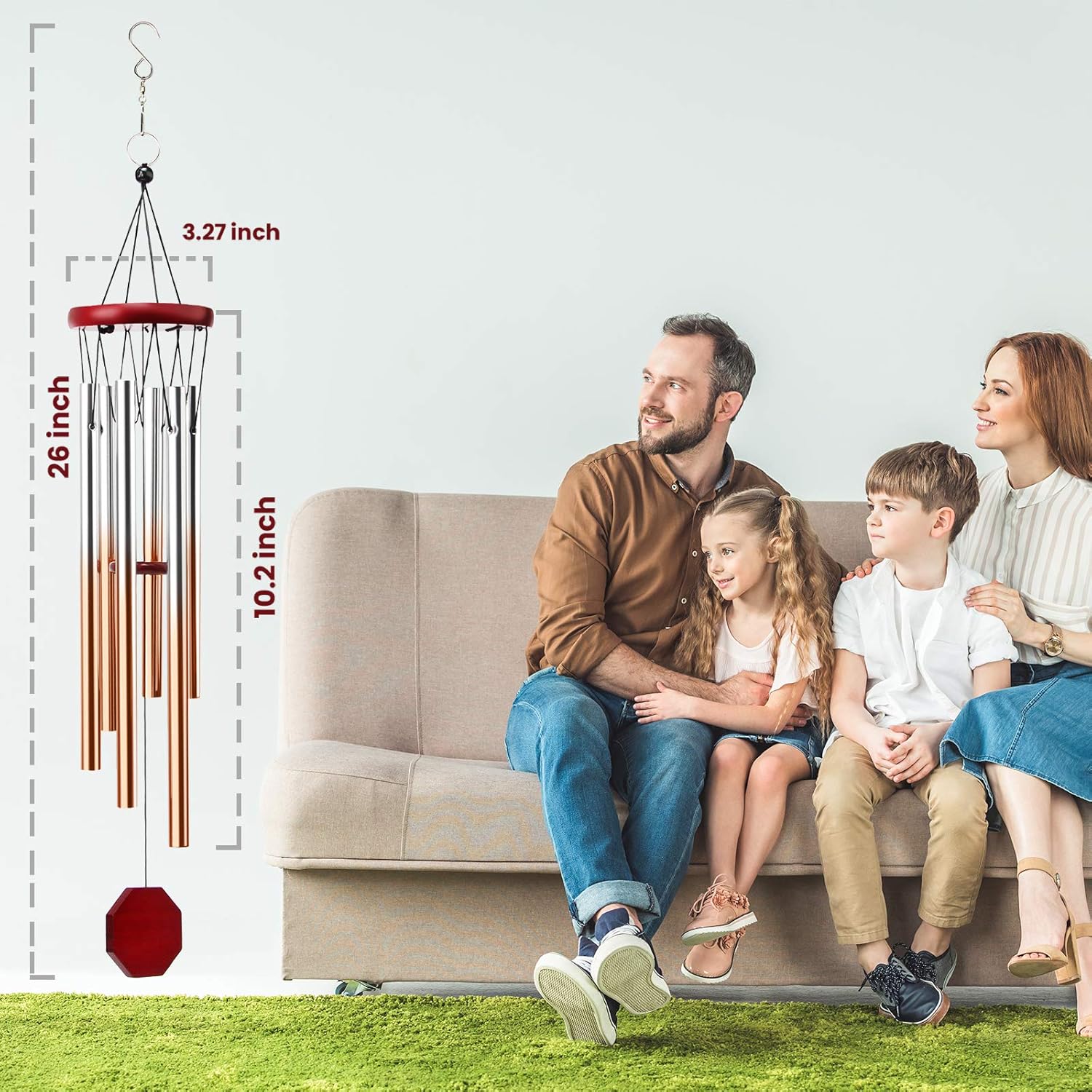 Famiry Wind Chimes for Outside, Small Sympathy Wind Chimes Outdoor Clearance, Memorial Wind Chimes with 6 Metal Tubes & Hook, Outdoor Decor for Garden, Patio, Yard, Home : Garden & Outdoor