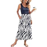 WNEEDU Women's Summer Maxi Dress 2026 Casual Sleeveless Hawaiian Sundress Tropical Long Dress Beach Vacation Outfit