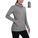 Soneven Women's Fleece Running Pullover Sweaters Winter Cowl Neck Sweatshirt Thermal Shirt Athletic Sweaters with Thumbholes