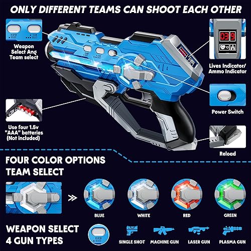 IJO Laser Tag Guns Set of Laser Tag with Digital LED Score Display Vests  for Teens, Family and Adults Fun,Bi