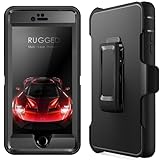 iPhone 6S Case, iPhone 6 Case Heavy Duty 4 Layer Built-in Touchable Screen Protector Shockproof Hybrid Hard Shell Cover with Belt Clip&Kickstand for iPhone 6 and iPhone 6s Case - Black