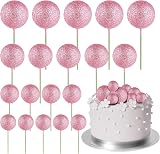 ASTARON 20 Pcs Mini Balloons Cake Topper Pink Glitter Balls 2–4 cm