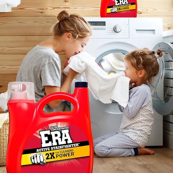 ERA OXIBOOSTER LIQUID LAUNDRY DETERGENT, 154 FL OZ, 87 LOADS POWERFUL LAUNDRY DETERGENT FOR STAIN REMOVAL, TOUGH ON STAINS, ERA ACTIVE SPOT FIGHTER HIGH EFFICIENCYDETERGENT