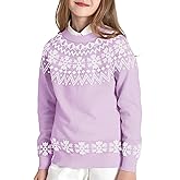 BOBOYOYO Girls Sweaters 100% Cotton Kids Sweater Holiday Teen Winter Pullover Crew Neck Long Sleeve Knit Top