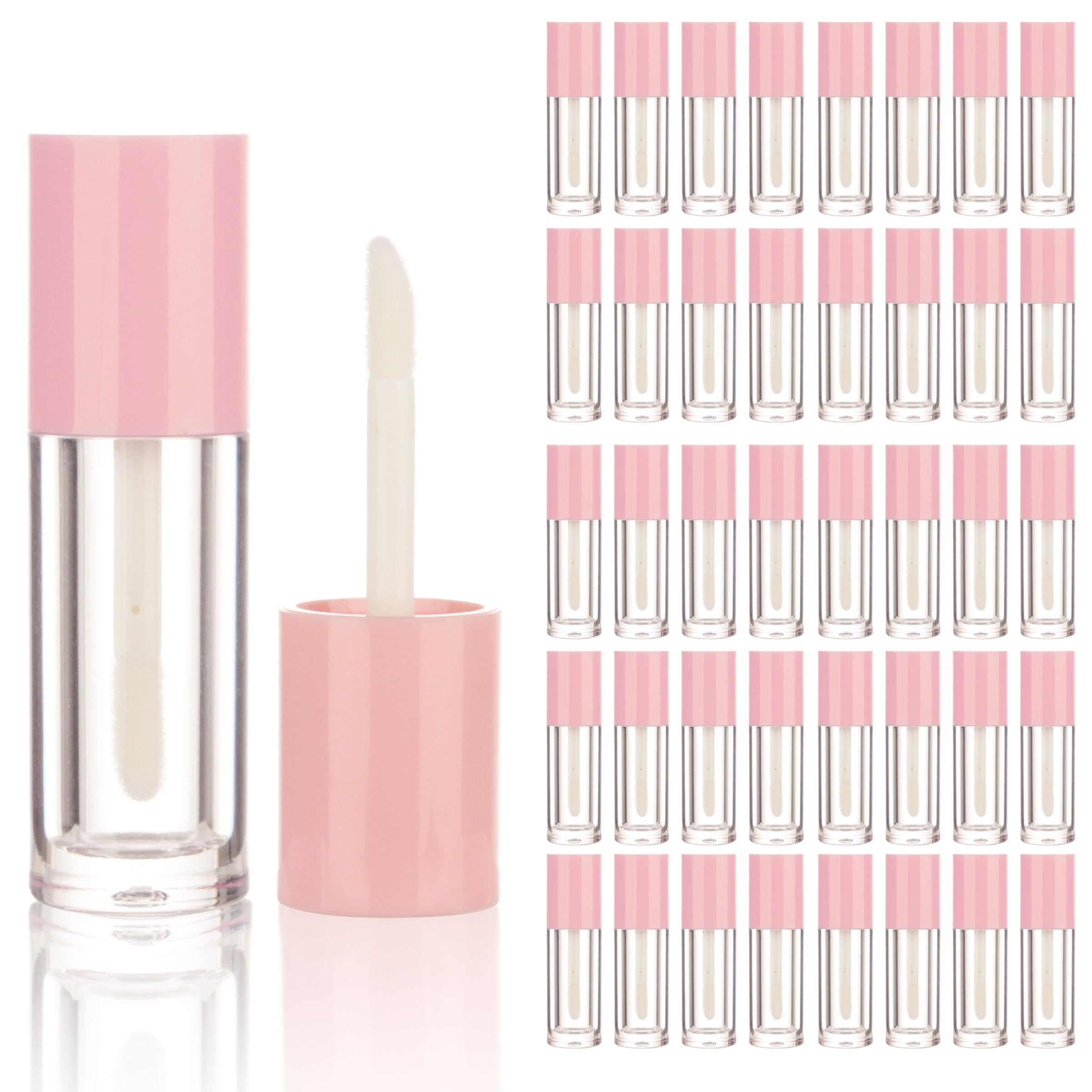 COSIDEA 40PCS Empty Pink Mini Lip Gloss Tubes 2.5ml 0.08 OZ lipgloss Tube with Wand Applicator for Lip oil tint bottles container