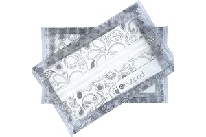 THE BUTI-BAG CO Butipods Reusable Travel Wipes Case - Portable Moisture-Retaining Pouch, Slim Holder, Convenient Container for Diaper Bag, Dispenser for Hand, Face, Makeup Wet Wipes - Set of 2 (Black Paisley Dots)