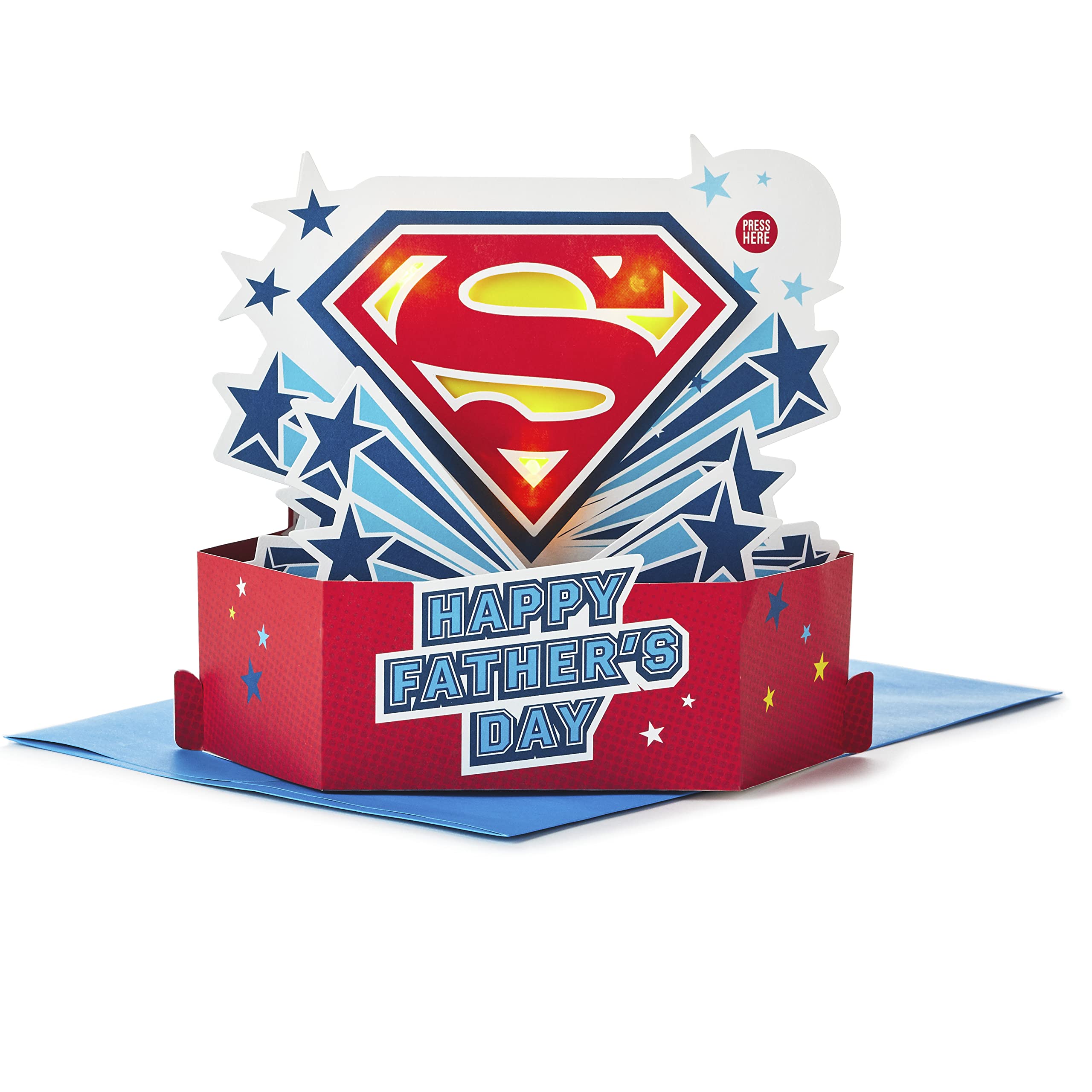 Hallmark 3D Light Up Musical Father's Day Card - Superman Logo Design