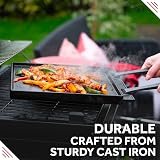 George Foreman Dual-Sided Cast Iron Griddle Plate with Beech Tray GFDSGP01 view 2