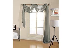 Decotex Premium Quality Sheer Voile Scarf Valance for Home & Event Designs (54" X 216", Gray)