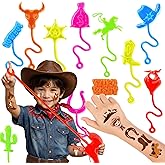 48PCS Cowboy Party Favors - 24PCS Cowboy Temporary Tattoos & 24PCS Cowboy Stick Hands - Perfect Birthday Favors, Goodie Bag Stuffers, Treasure Box Toys, Classroom Prizes, and Student Gifts