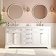 Deer Valley 72'' Bathroom Vanity with Double Sink Top, Pre-Assembled Modern Wood Bathroom Cabinet Sink Combo with Backsplash, Soft Closing Doors, Multifunctional Storage Space Vanity (White)