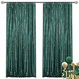 Yblut Dark Green Sequin Backdrop Curtain 2 Pieces