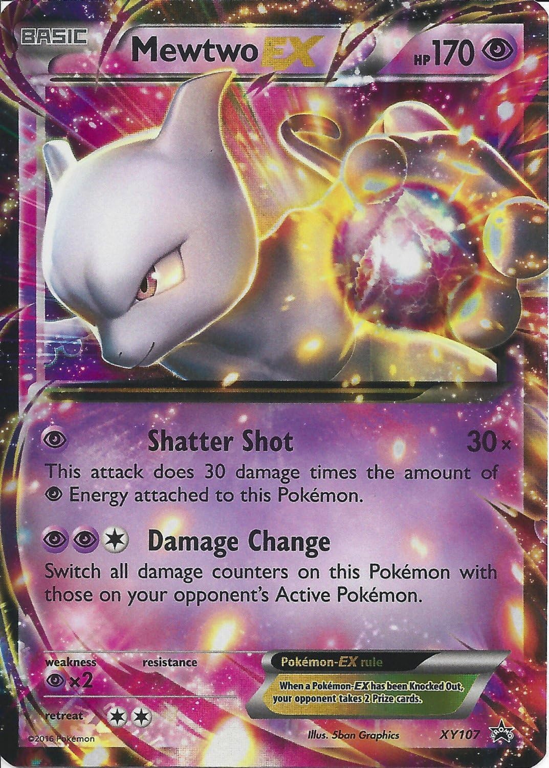 Amazon Com Pokemon Mewtwo Ex Xy107 Xy Black Star Promos Holo Toys Games