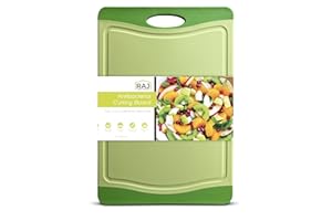 RAJ UNIQUE COLLECTION Raj Plastic Cutting Board Reversible Cutting board, Dishwasher Safe, Chopping Boards, Juice Groove, Large Handle, Non-Slip, BPA Free (Extra Large (17.4" x 11.81"), Lime Green)