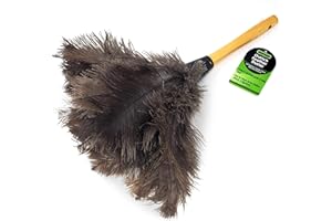EVERCLEAN Ostrich Feather Duster Classic 14" 100% Natural Ostrich Feathers for Dusting Contoured, Intricate & Delicate Items - Classic Wood ErgoGrip Handle (6049.0)