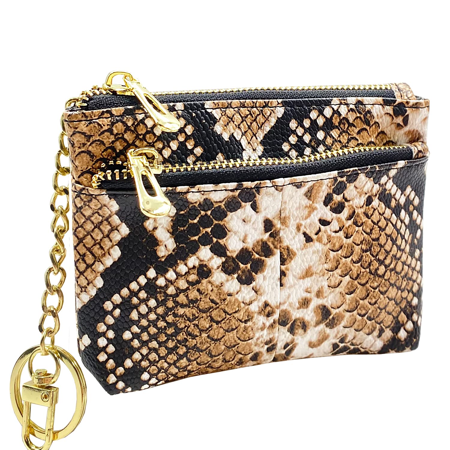 Beurlike Womens RFID Coin Purse Change Wallet Small Leather Card Holder Keychain, Snakeskin, S, Fashion