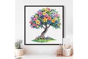 Tree Cross Stitch Kits - Cute Flowers Series | Beginner DIY Embroidery Kit with 11CT Fabric & Vibrant Threads | DIY Mindful G