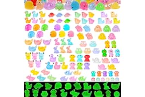 QAUYETM 120pcs Luminous Mini Resin Animals 20 Types to Hide Miniature Resin Animals Figures Glow in the Dark Tiny Ducks Owls Frogs Bulk for Micro Landscape Dollhouse Aquarium Potted Fairy Garden DIY Decor