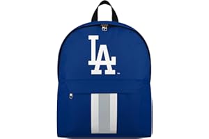 FOCO MLB Officially Licensed Team Color Primary Logo Solid Stripe Baseball School Bag Travel Backpack - Los Angeles Dodgers - Blue