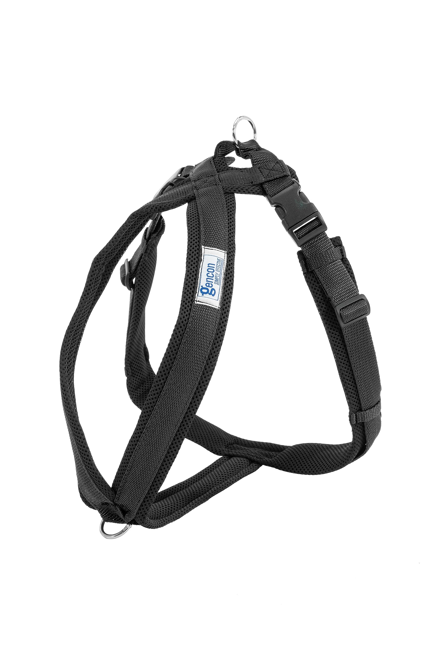 Gencon - Airmesh Extra Large Dog Harness - Lightweight, Breathable & Adjustable - Two Lead Attachment Points - Practical Dog Training & Behaviour Aid - Made in Britain - Black