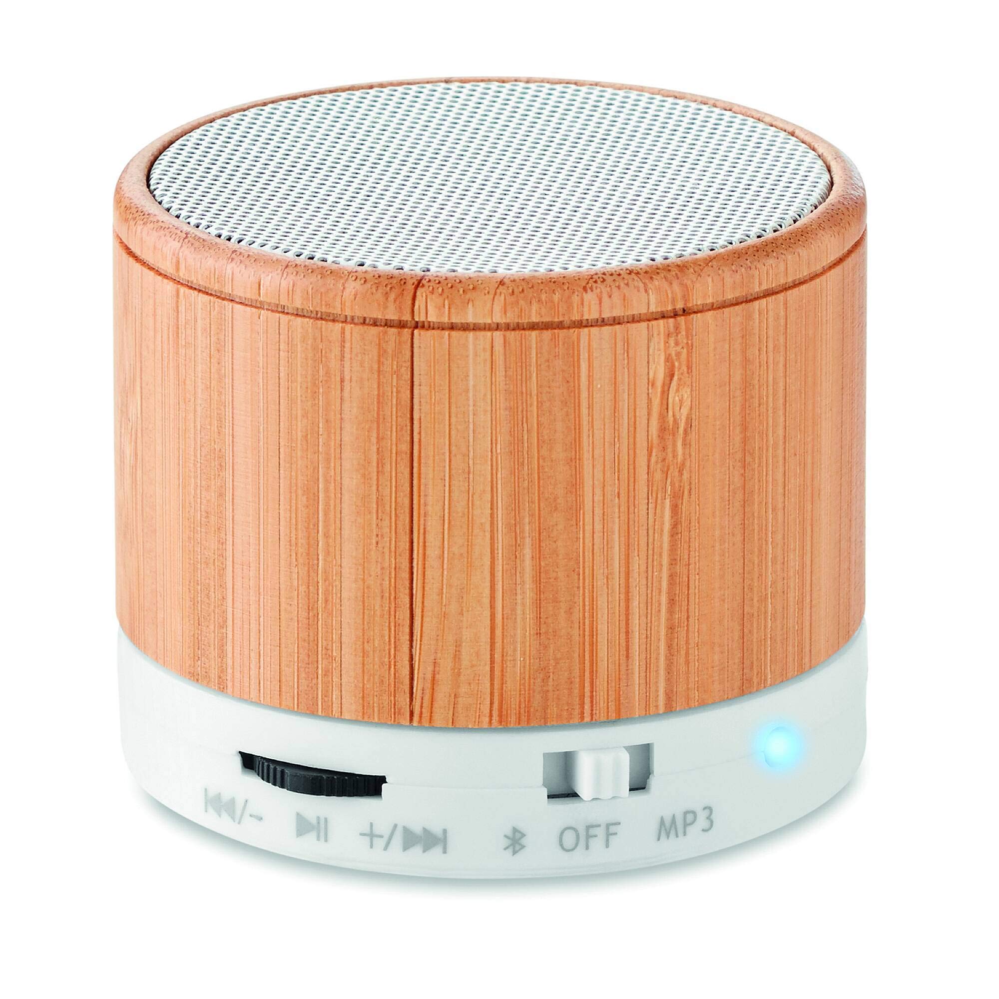 4.2 Bluetooth speaker in ABS with bamboo casing and LED light indication - white