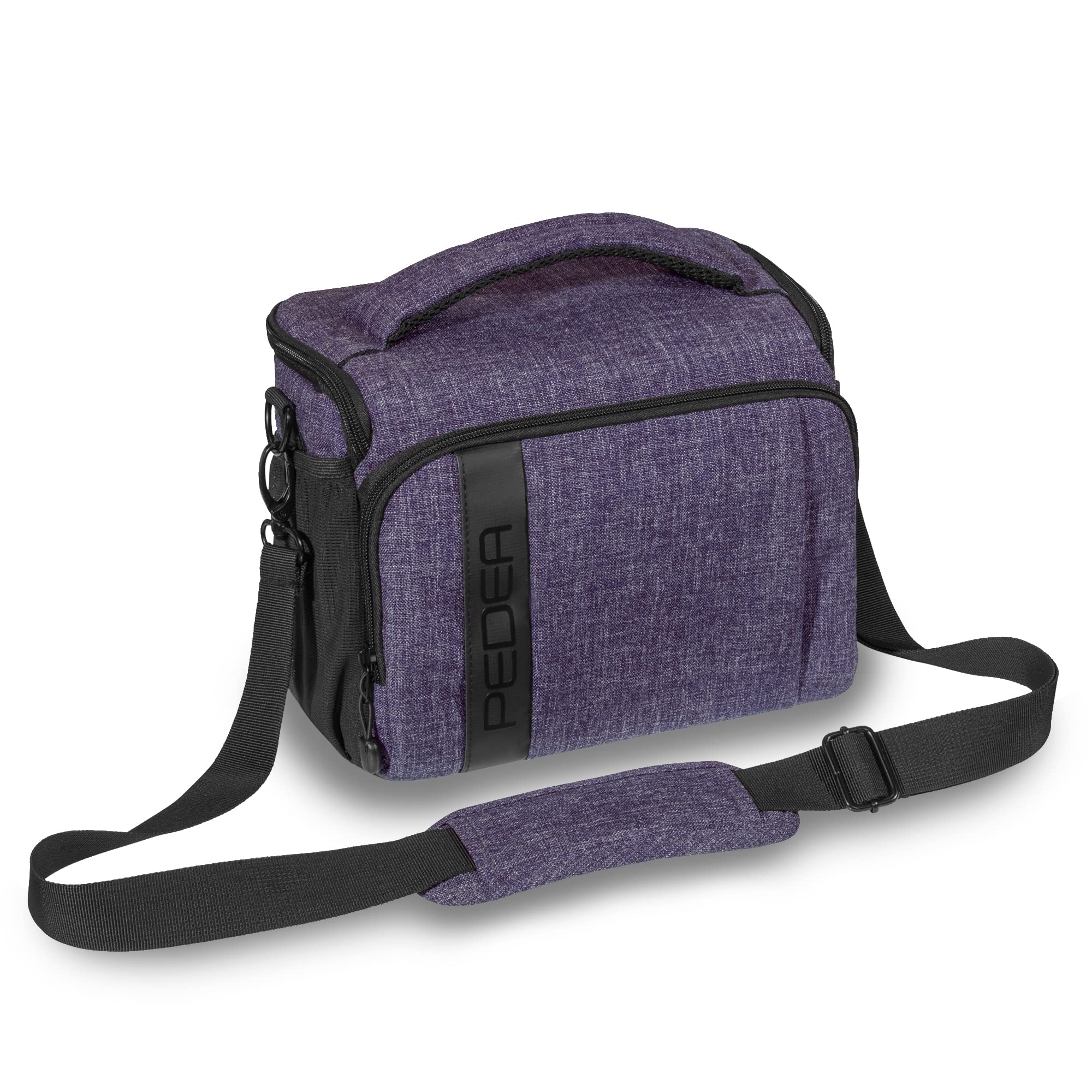 PEDEA DSLR camera bag "Fashion" Camera bag for SLR cameras with waterproof rain cover, carrying strap and accessory compartments, Size XL, purple