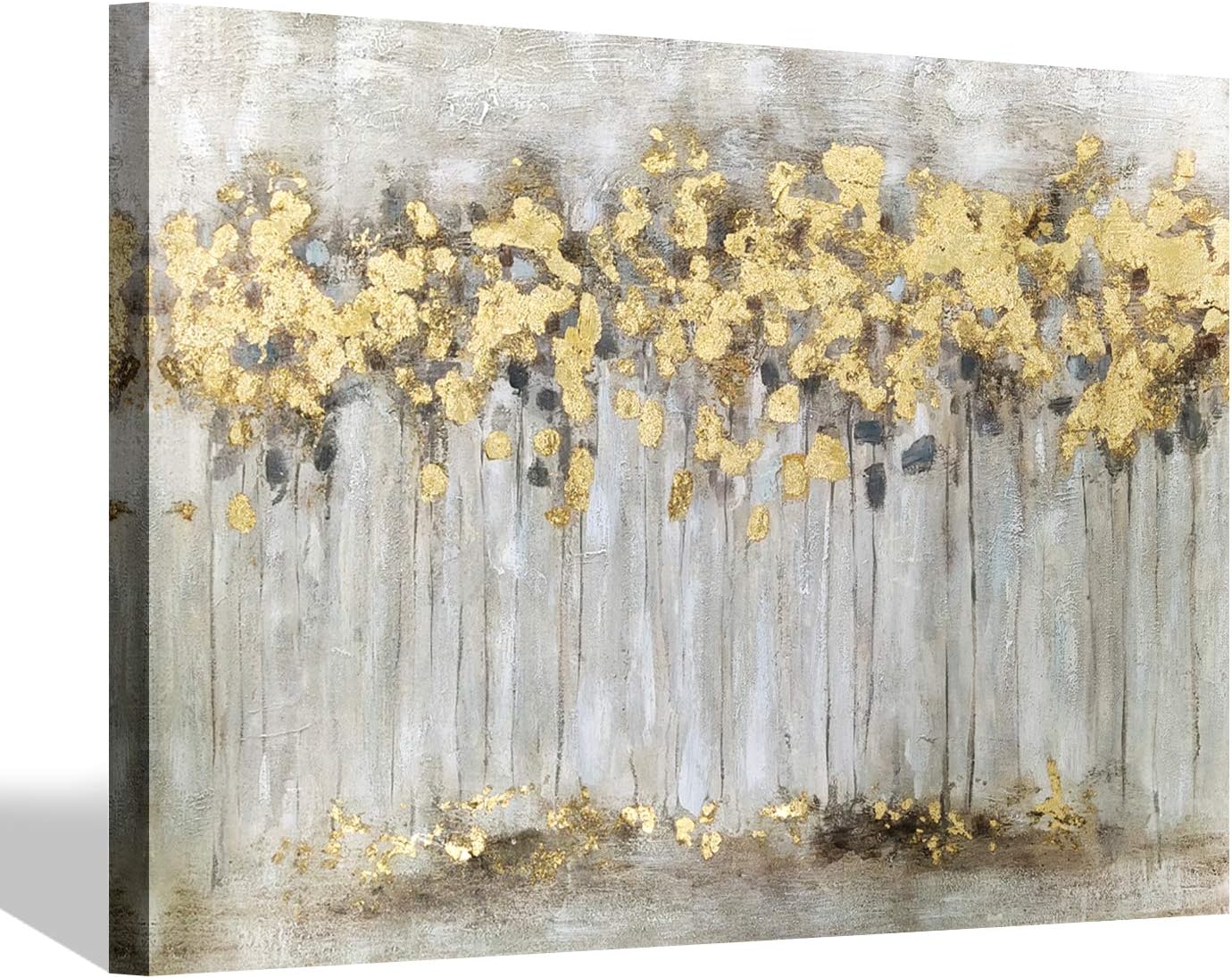 Paintings - SD SOFT DANCE Abstract Tree Canvas Wall Art: Gold Forest Abstract Hand Painted Artwork Painting Picture on Canvas for Living Room (36'' x 24'' x 1 Panel)
