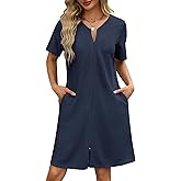Ekouaer Women Zipper Robes Waffle Short Bathrobe Lightweight House Coat with Pockets Soft Nightgown S-3XL