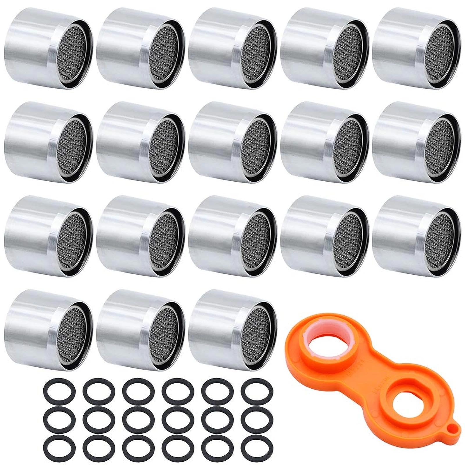 22mm Stainless Steel Faucet Tap Aerator 18 Pieces Internal Thread Replacement Tap Spout Aerator Nozzle Used in Kitchen Bathtub Sink Pressurized Tap