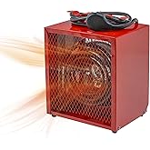 Comfort Zone CZ290 NEMA 6-30P 4,800-Watt Fan-Forced Industrial Heater, Integrated Thermostat Control, Heavy Gauge Steel, Carry Handle with Rubber Feet and Overheat Protection, Red