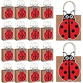 MotiMind 18 Pcs Ladybug Party Favor Goodie Paper Bags Ladybug Goody Gift Treat Bags for Red Black Polka Dots Little Lady Beetle Birthday Party Baby Showers