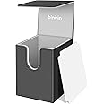 binirin Card Deck Box for Trading Cards with 1 Divider, PVC Free Card Storage Box Fits 100+ Sleeved Cards, PU Leather Strong Magnet Closure Card Holder for Magic Commander Yugioh Sports Cards (Black)