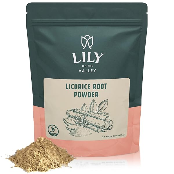LILY OF THE VALLEY LICORICE/LIQUORICE ROOT POWDER – GROUND MULETHI SOURCED FROM INDIA – NATURAL SWEETENER – VEGAN & GLUTEN-FREE – PACKED IN RESEALABLE POUCH (16OZ, 453G)