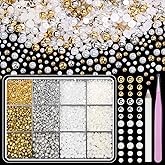 Gold Silver Half Round Pearls Pearls for Crafting, Flatback White Beige Nail Pearls Charms, Nail Art Pearls Gems ABS Beads for Manicure Face Art DIY Crafts Jewelry Shoes Clothes Accessories