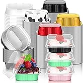 Zhehao 120 Pcs Aluminum Foil Square Baking Cups Mini Cake Pan Dessert Cups with Lids 4.6 oz Muffin Liners Disposable Ramekins for Bakery Valentine Wedding Party Birthday Carnival Decoration