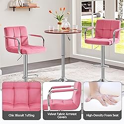 Yaheetech Counter Height Bar Stools Set of 2 Velvet