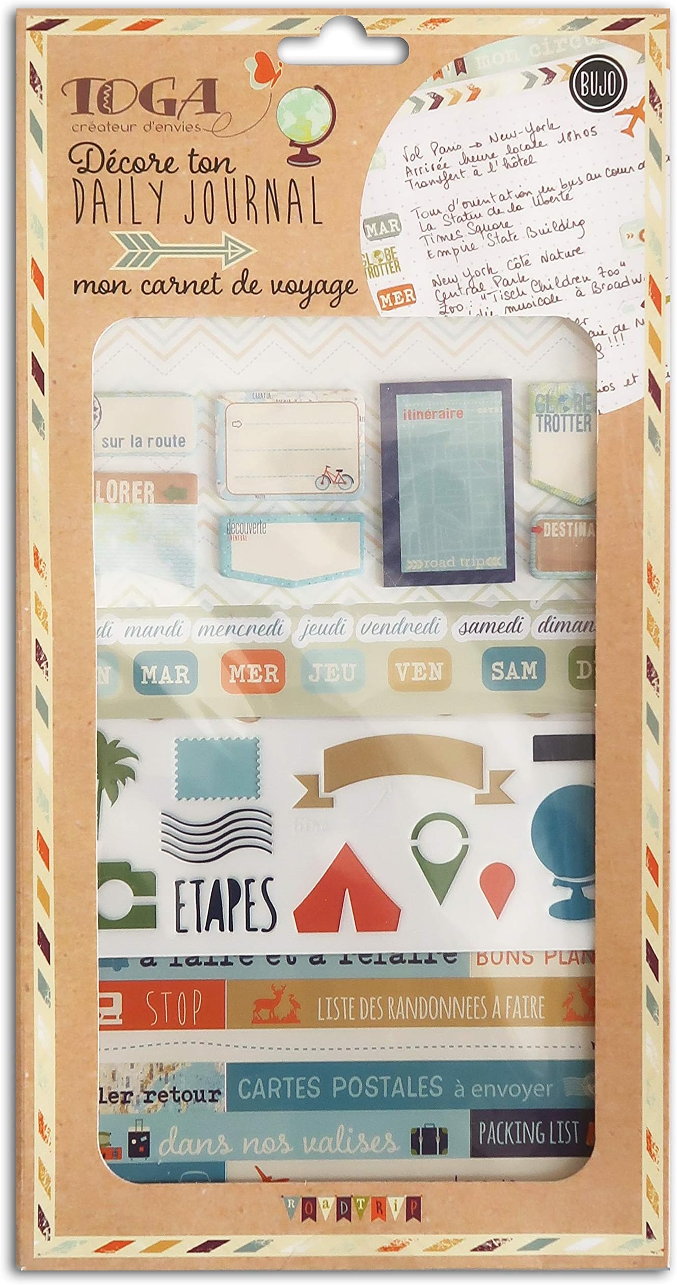 Toga My Travel Notebook Accessory Kit Bullet Journal, Paper/Plastic, Blue-Beige-Orange, Pack: 15.8 x 30.5 cm