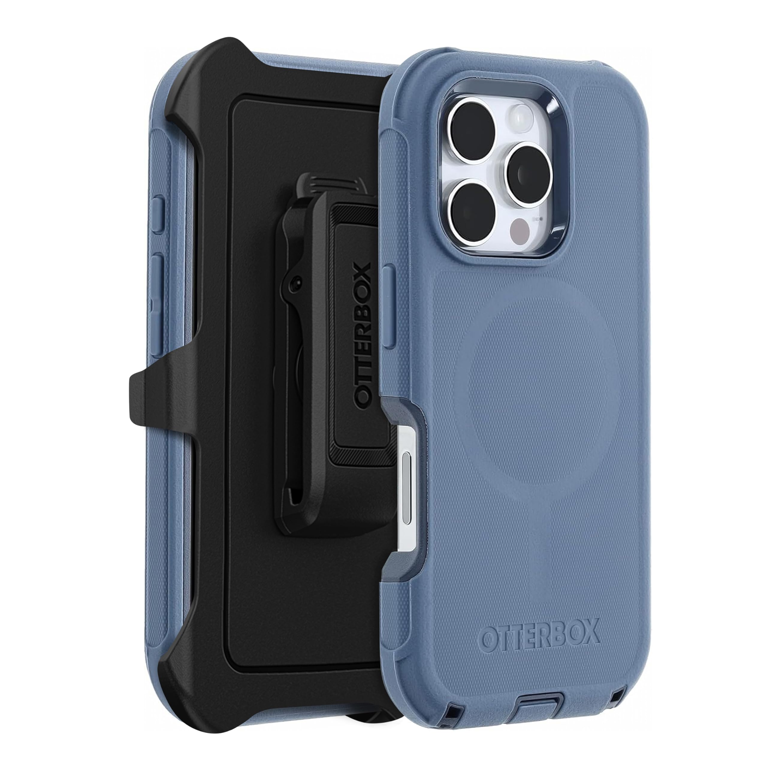 OtterBox iPhone 16 Pro (Only) - Defender Series MagSafe Case - Baby Blue Jeans (Blue) - Holster Clip Included - Built-in Magnets - Rugged & Durable - with Port Protection - Non-Retail Packaging