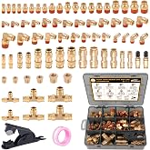 CheeMuii 76 Pcs Brass DOT Air Line Fittings Kit DOT Push to Connect Fitting | 100% Brass DOT Push Lock Air Line Fitting NPT Thread &amp; Quick Connect Air Hose Fitting for DOT Air Line Hose Pneumatic Tubing