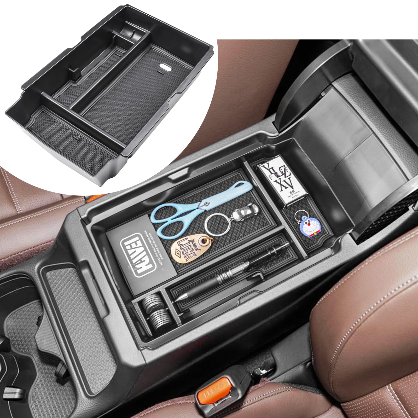 Photo 1 of HGWEI Center Console Organizer Compatible with Honda CRV 2023 2024 2025 Interior Accessories, Hybrid/EX/EX-L/LX/SE/Sport/Touring ABS Material Armrest Storage Box Insert Tray (Black Trim)