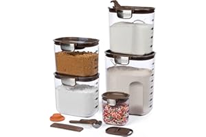 ProKeeper+ Airtight Food Storage Container Set – Clear Plastic Flour and Sugar Canister Set with Magnetic Accessories for Kit