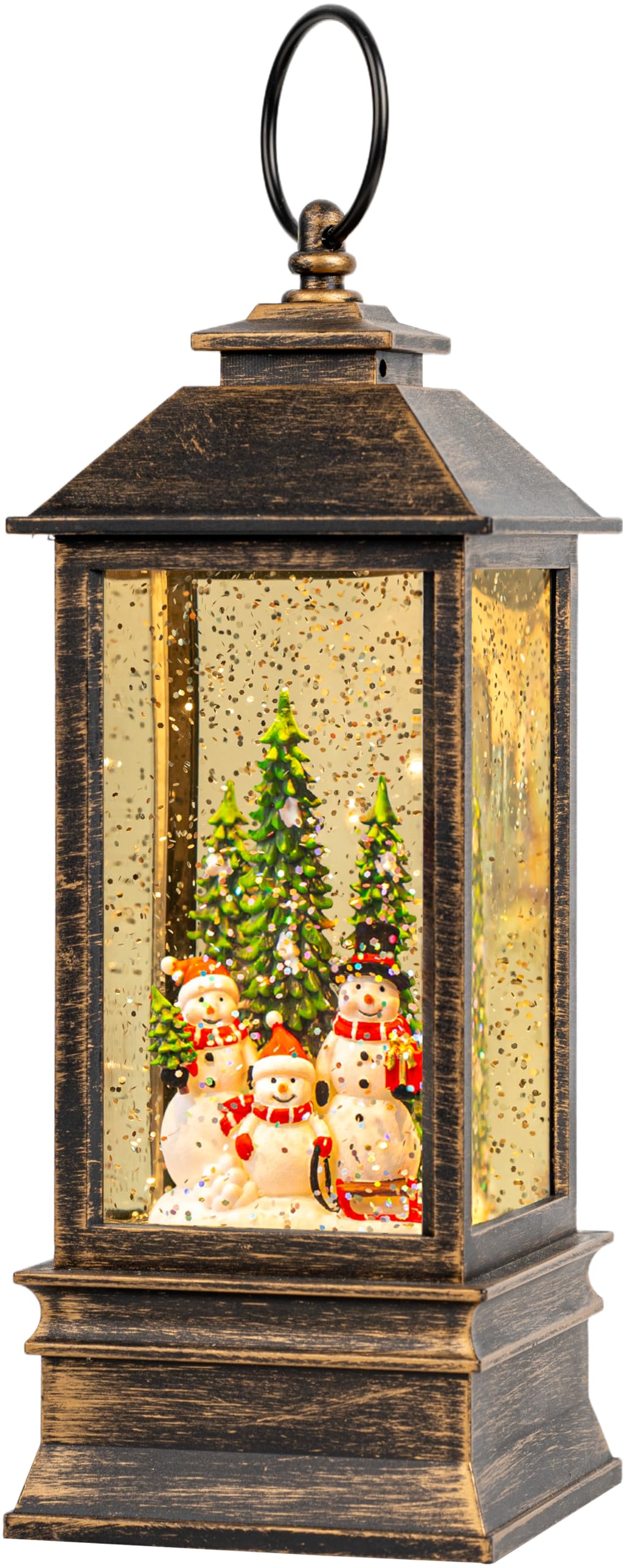 Photo 1 of 10'' Musical Snow Globe Lantern Lighted Snowman Family Water Lantern Swirling Glittering Home Decoration and Gift, Battery Operated or USB Powered