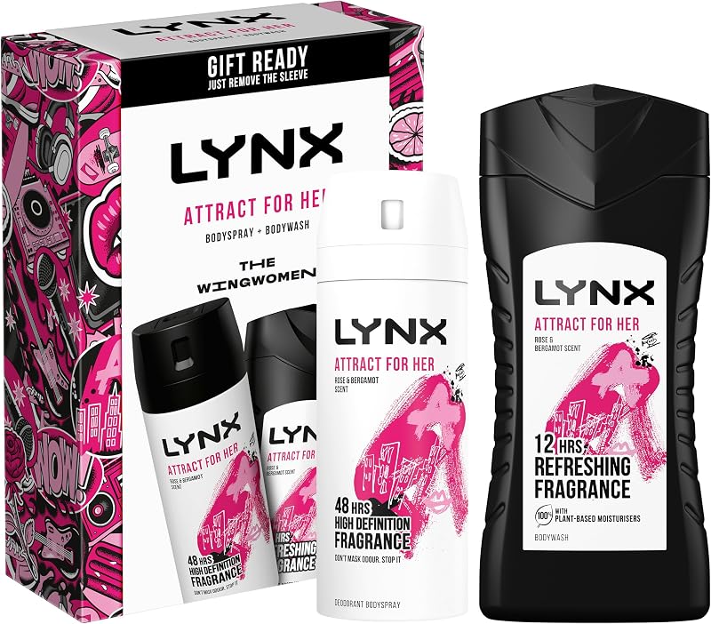 Lynx Attract for Her Body Wash & Body Spray Deodorant Gift Set Duo 2 Piece