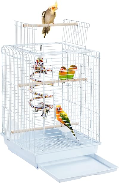 Yaheetech Bird Cage Open Top Small Parrot Cage White 40.5x40.5x58.5
