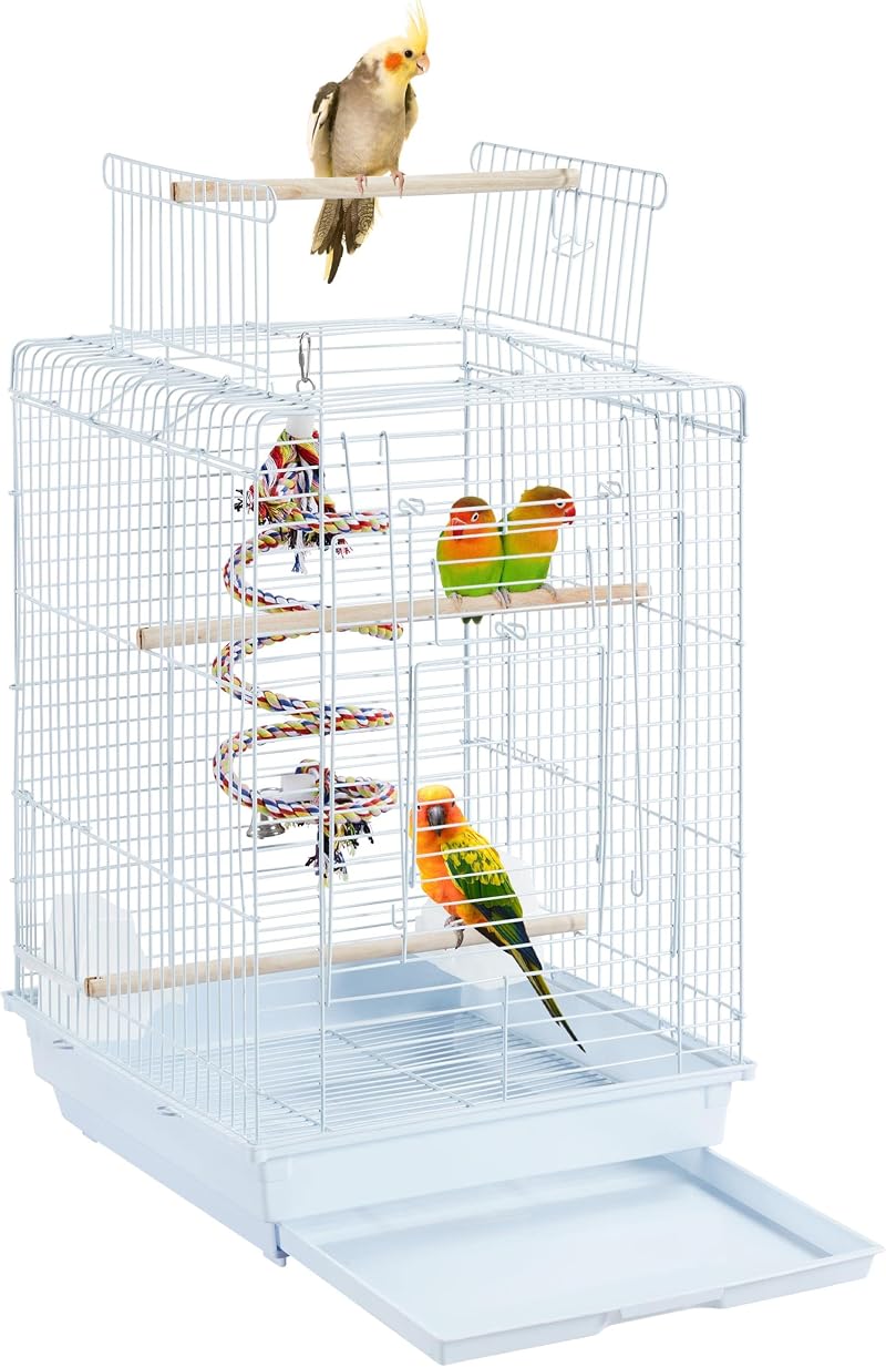 Yaheetech Bird Cage Open Top Small Parrot Cage White 40.5x40.5x58.5