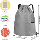 Dacitiery Nylon Drawstring Gym Bag with Outside Zipper Grey Large 48x40 view 2