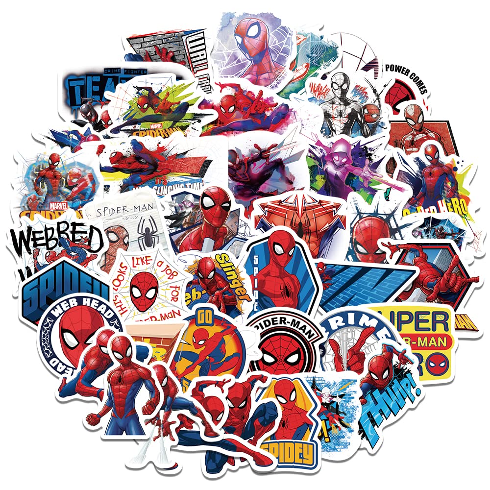50pcs Spiderman Stickers for Kids, Cool Cartoon