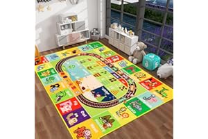 Mfmiudole ABC Kids Rug for Playroom 59"×39.4" Baby Play Mat Alphabet Rug Animal Number Shape Classroom Rug Kids Playroom Rug Early Learning Carpet for Educational Learning & Game Area Preschool