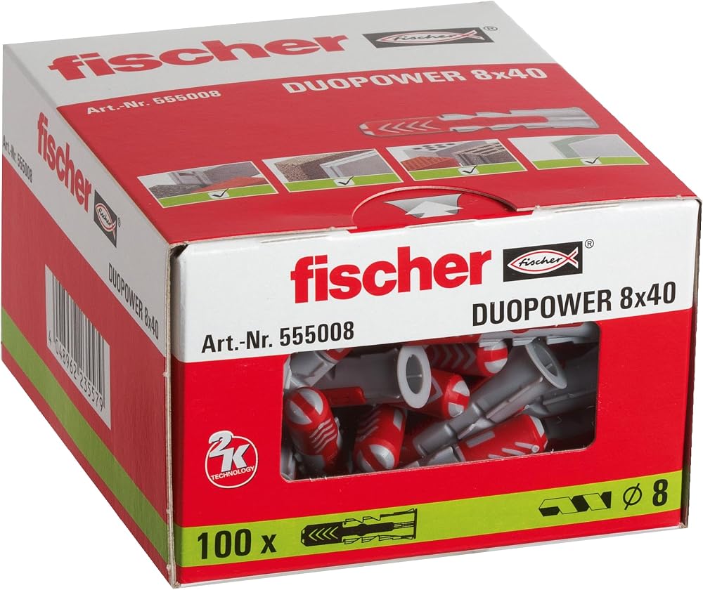 fischer Wall Plug Red Grey 8 x 40 mm